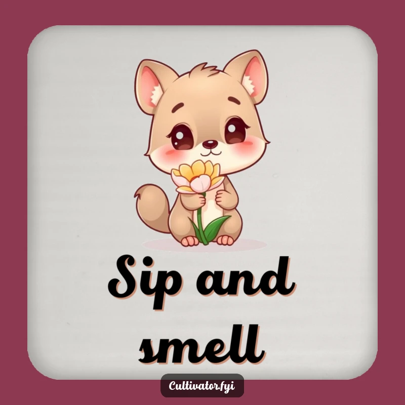 Funny Curious Animal Drink Coaster: Protect Surfaces with Flower Fascination Gift