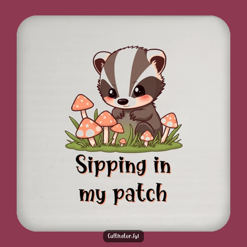 Funny Badger Mushroom Coasters (Set of 4) - Protect Surfaces with Forest Charm