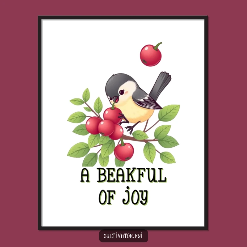 Funny Chickadee Poster: Cheerful Bird Art, Delightful Moment, Ideal Funny Gift