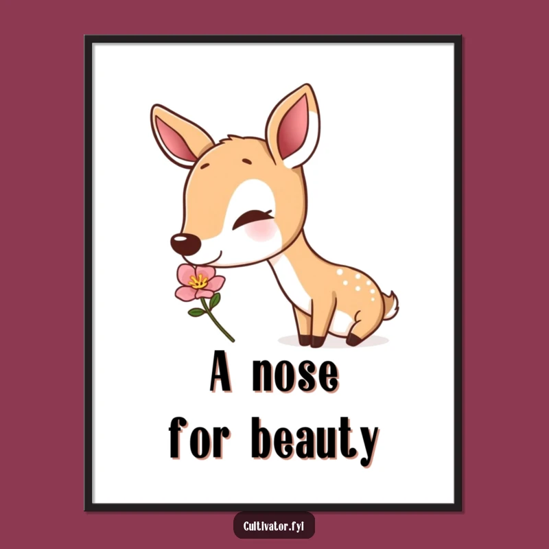 Funny Deer Poster: Serene Nature Art, Contented Moment, Ideal Funny Gift for Walls