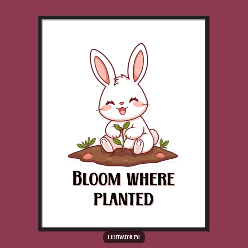 Funny Rabbit Planting Poster: Cheerful Wall Art for Garden Lovers