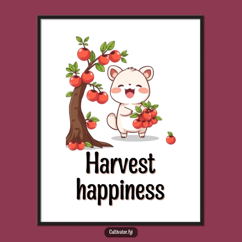 Funny Fruit Harvester Poster: Joyful Animal Funny Gift for Garden Art