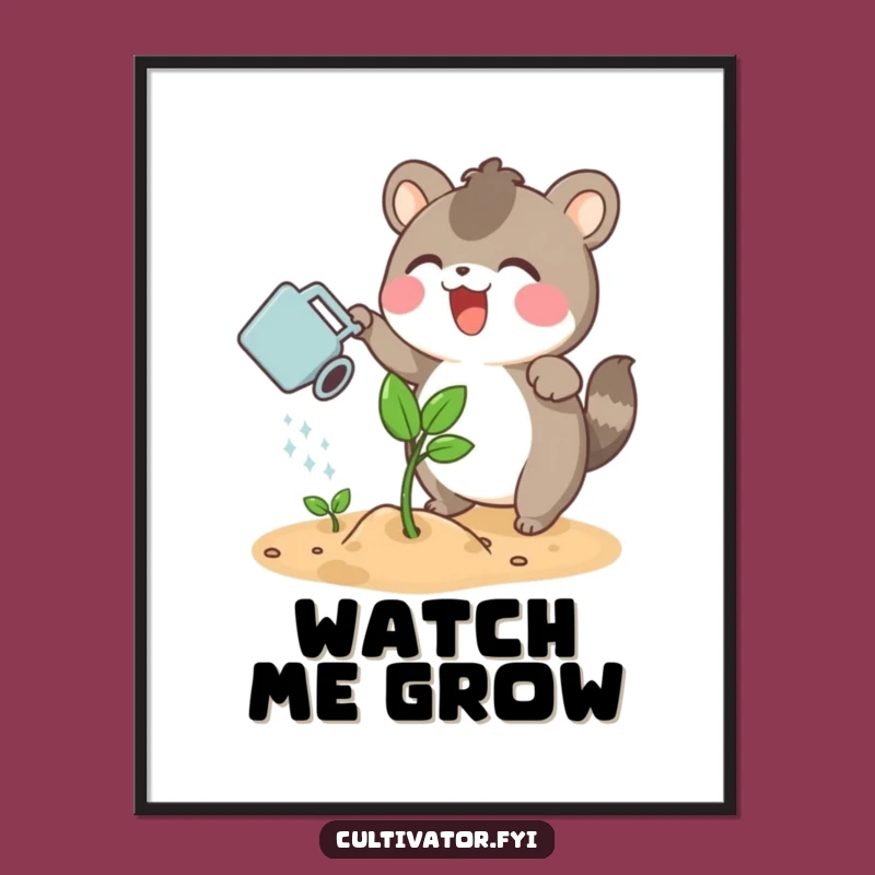Funny Plant Parent Animal Poster: Thirsty Sprouts Art, Lovely Funny Gift!