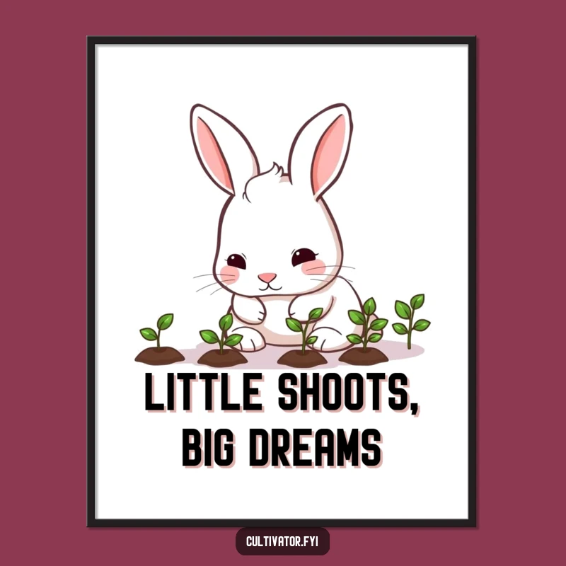 Funny Rabbit Seedling Poster: Cute, Humorous Wall Art for Garden Enthusiasts' Spaces