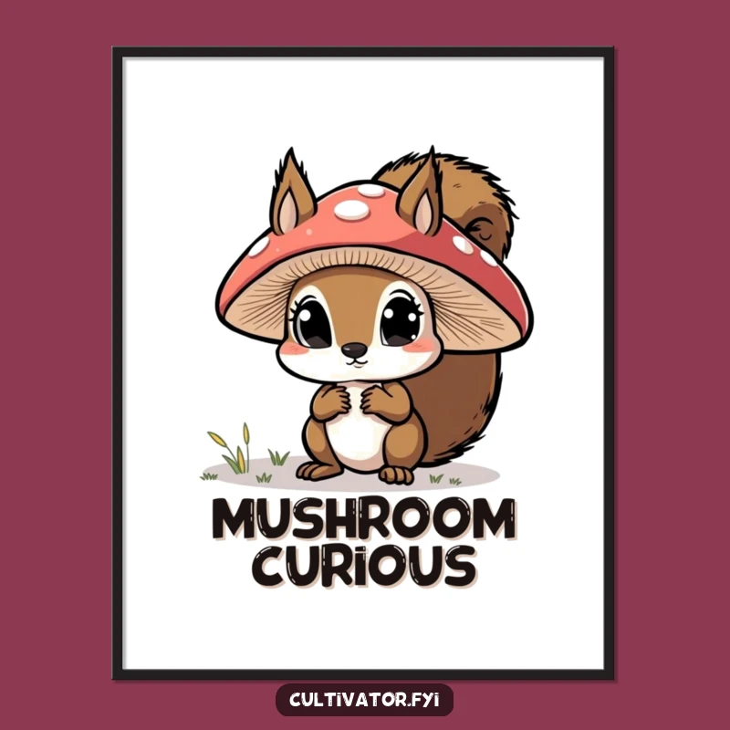 Funny Squirrel Mushroom Poster: Whimsical Wall Art for Nature Lovers