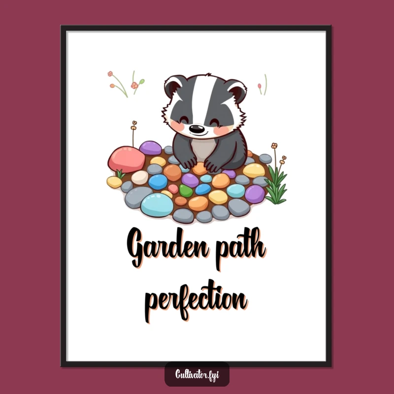 Funny Badger Garden Poster - Whimsical Wall Art of Nature's Craftsmanship