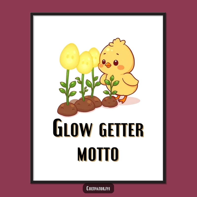 Funny Chick Glowing Garden Poster - Adorable Wall Art Gift