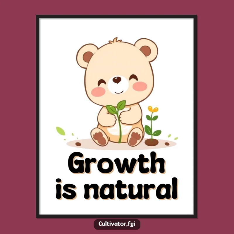 Funny Bear Cub Sprout Poster: Decorate with Hilarious Nature Art