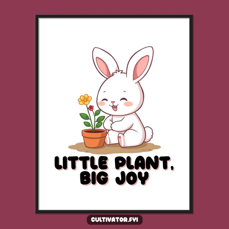 Funny Bunny Gardener Poster: Cute Plant Art, Great Funny Gift for Green Spaces