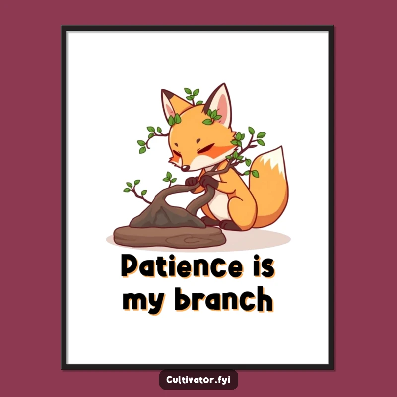 Funny Fox Bonsai Poster: Serene Wall Art for Zen Spaces