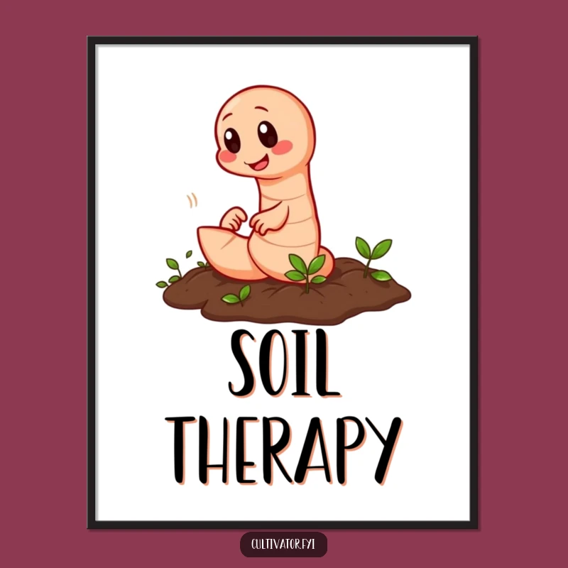 Funny Earthworm Tilling Poster: Whimsical Garden Art & Humorous Gift