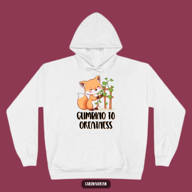 Funny Whimsical Fox Guiding Vine Hoodie - Cozy & Hilarious Gardener's Wear