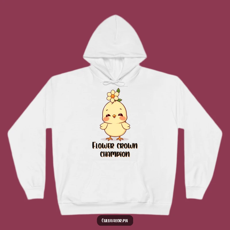 Funny Chick Hoodie: Cozy Happy Chick, Flower Accent, Warm Cheerful Gift