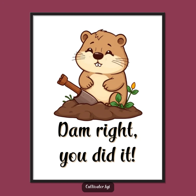 Free Printable Wall Art: Funny Beaver Digging, Downloadable DIY Home Decor