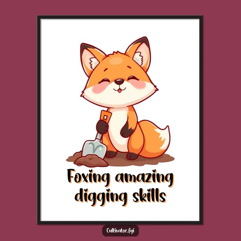 Funny Free Printable Wall Art: Fox Digging Adventure, Downloadable & DIY Gift!