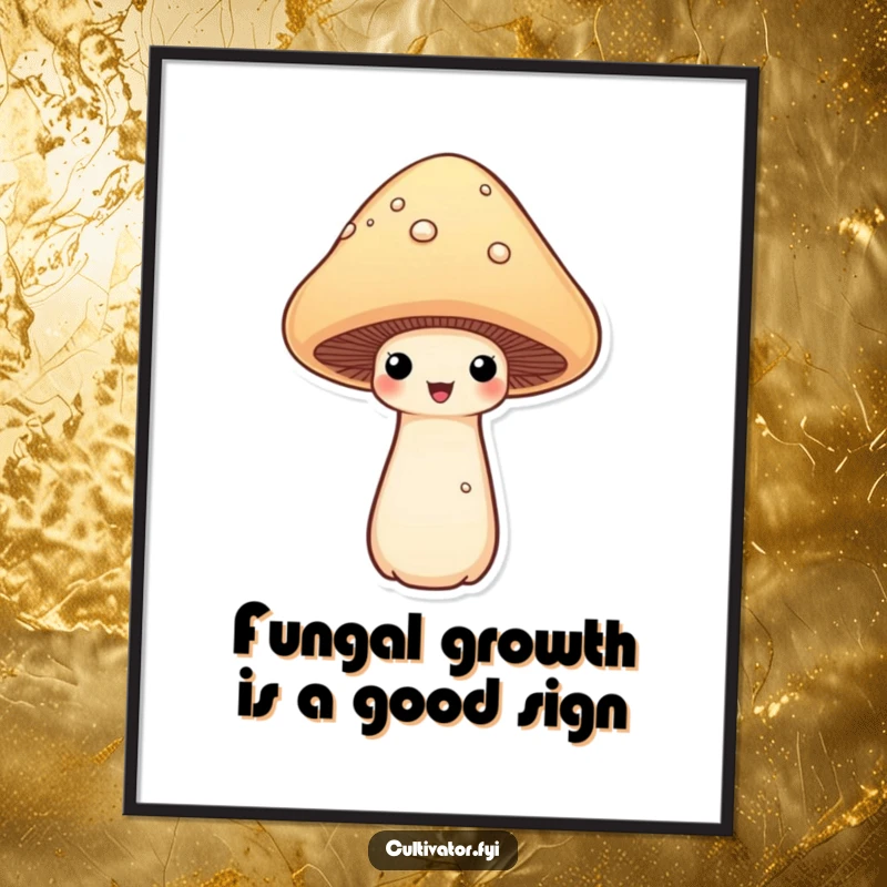 Funny Free Printable Mushroom Wall Art featuring a proud mushroom showing off its perfectly grown cap with confidence.