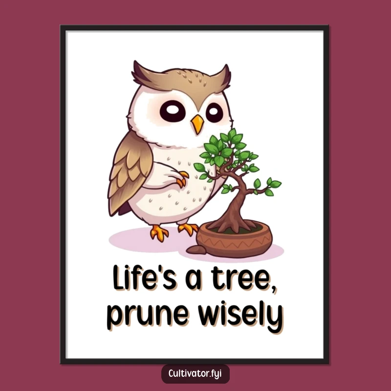 Free Printable Owl Bonsai Art: Funny Downloadable Wall Decor for Zen Spaces