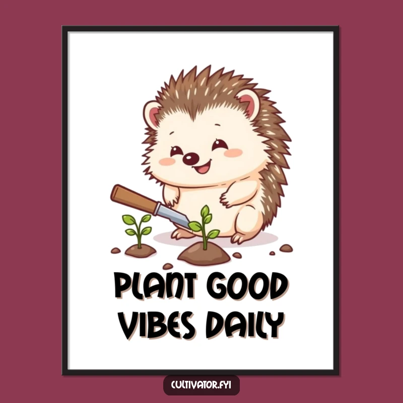 Free Printable Wall Art: Hedgehog Plants Seed, Funny Garden Downloadable Decor