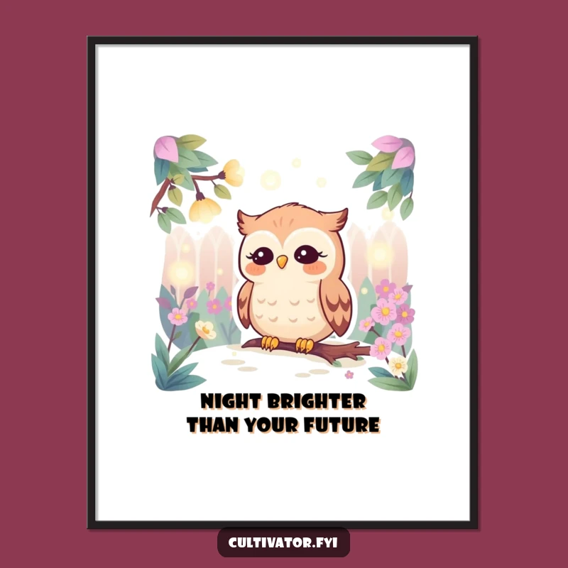 Free Printable Wall Art: Owl Firefly Garden Enchantment Downloadable Art Gift