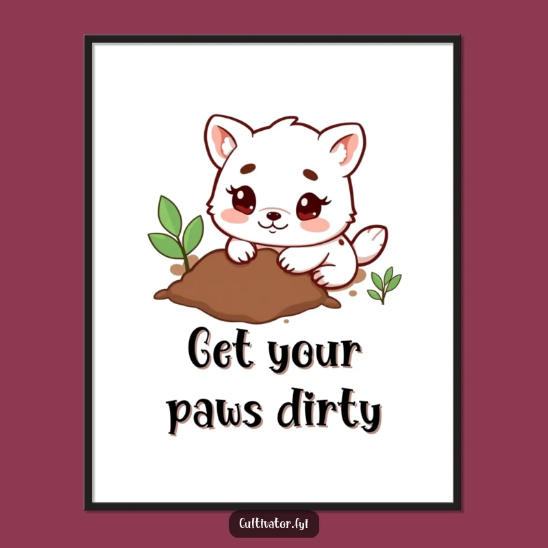 Funny Free Printable Wall Art: Determined Animal Digging Downloadable Home Decor