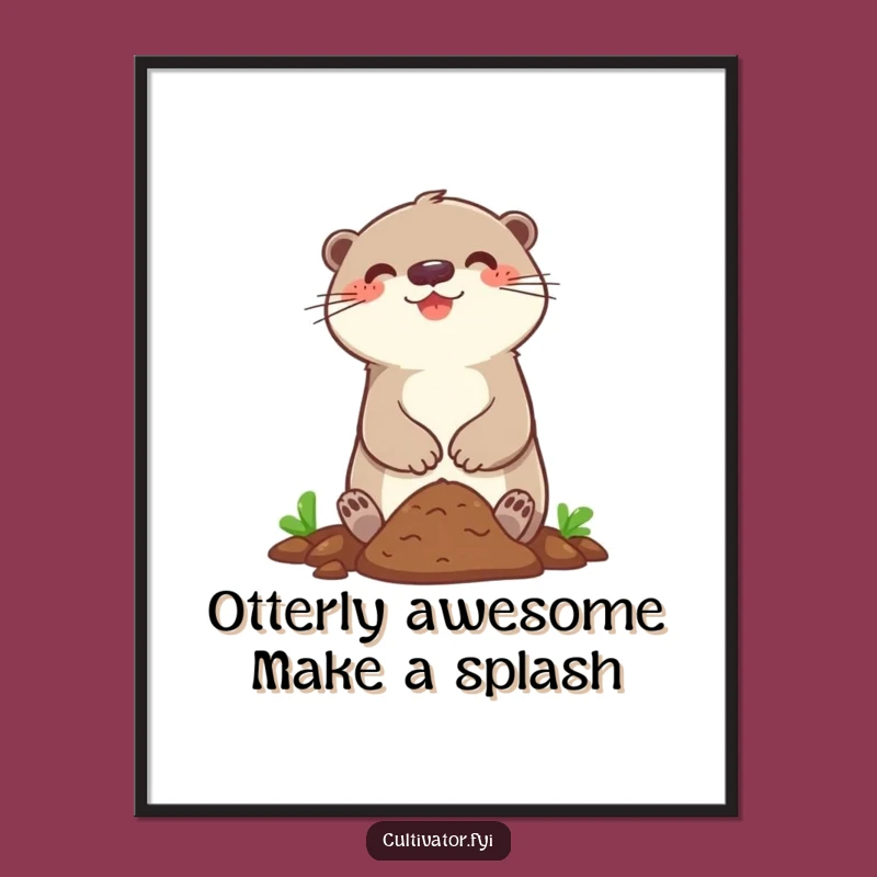 Funny Free Printable Wall Art: Playful Otter Digging for Joy