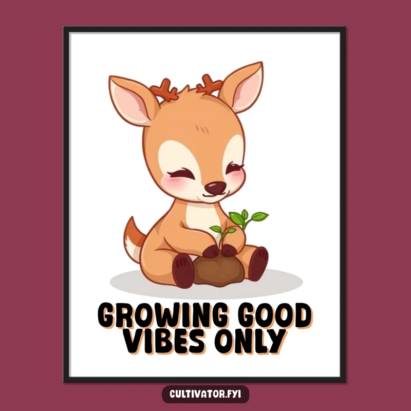 Sweet Free Printable Wall Art: Deer Nurturing Nature - Downloadable Calm Decor