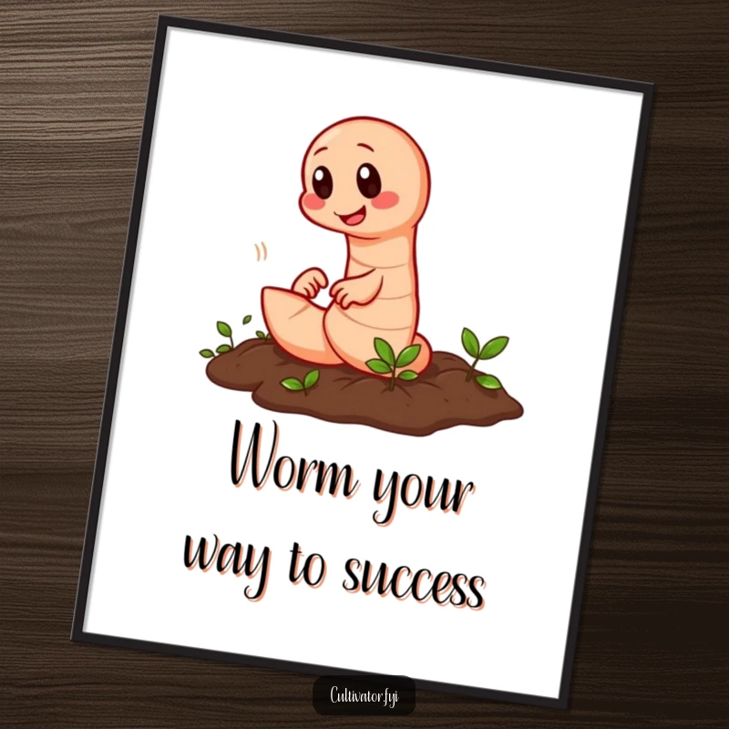 Funny Free Printable Wall Art: A diligent earthworm rapidly tilling a patch of soil, showcasing a surprisingly quick and effective work ethic.