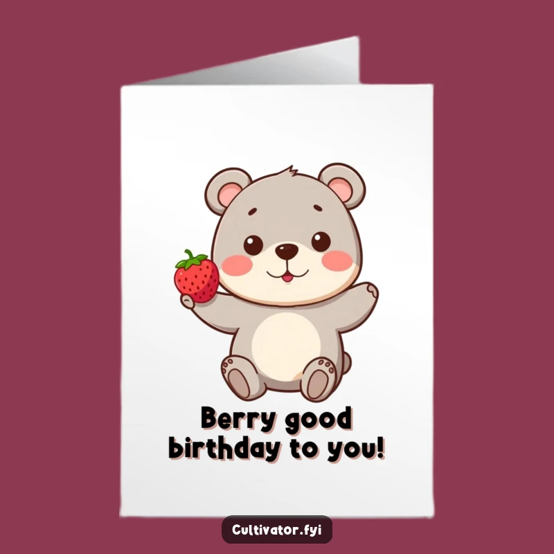 Free Printable Birthday Card: Funny Bear Berry Surprise, Perfect DIY Downloadable Gift