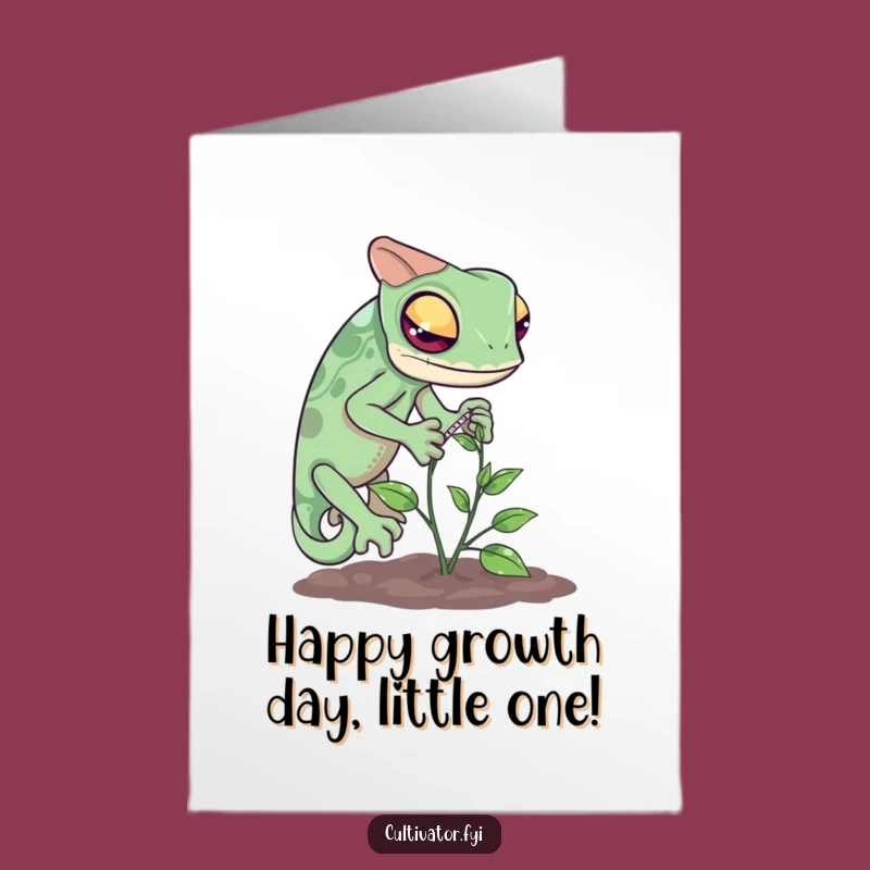 Free Printable Birthday Card: Chameleon Measuring Growth - Funny DIY Gift