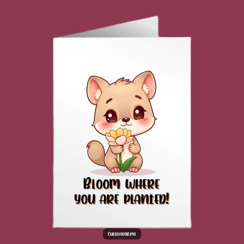 Free Printable Birthday Card: Curious Animal's Flower Fascination Funny Downloadable Gift
