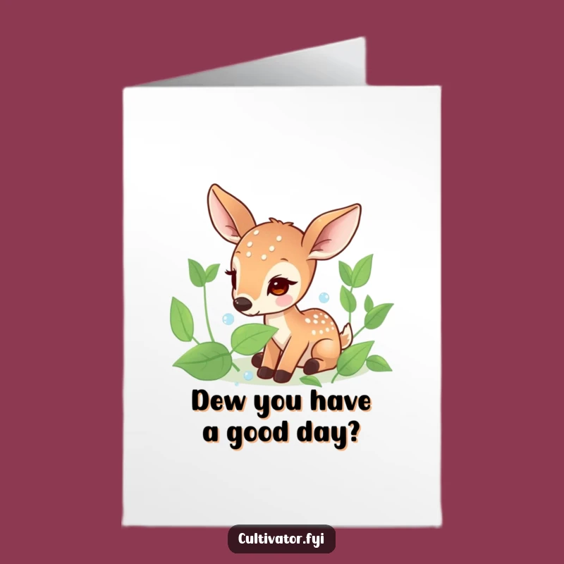 Free Printable Birthday Card: Gentle Deer Dew Drops Birthday Wish Downloadable Gift