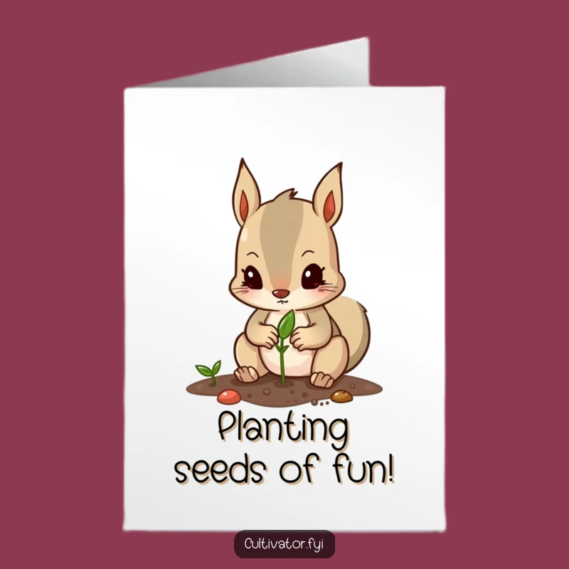 Free Printable Birthday Card: Squirrel Planter for a Growing Year