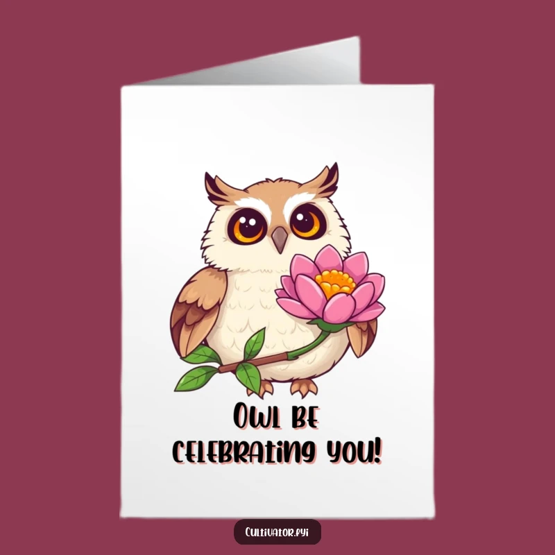 Free Printable Birthday Card: Wise Owl Sees Bloom - Joyful Downloadable Surprise