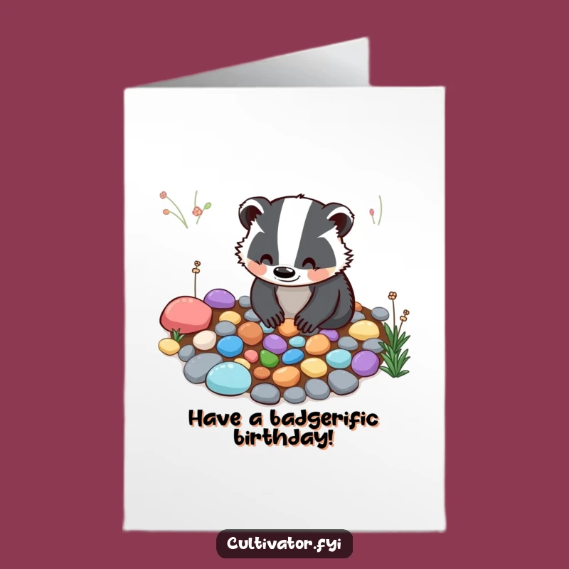 Free Printable Birthday Card: Badger Garden Path Funny Downloadable Gift