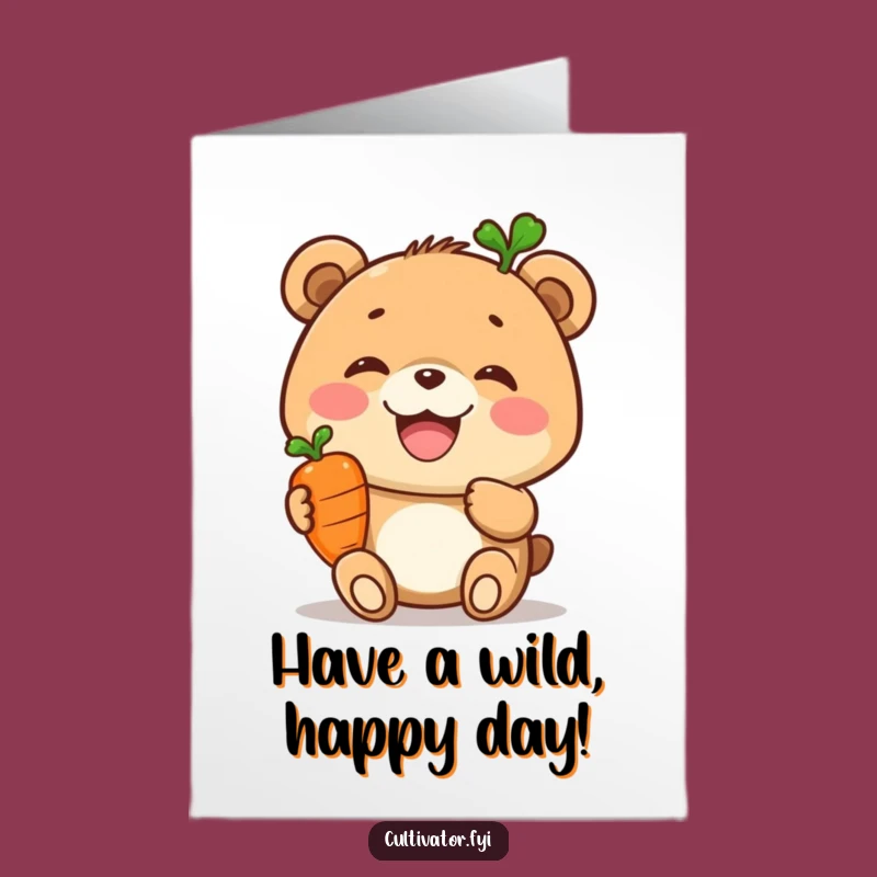 Free Printable Birthday Card: Joyful Bear Carrot Prize Downloadable Gift