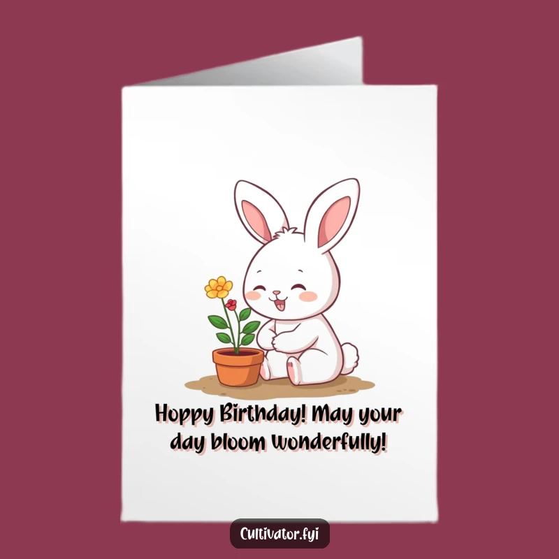 Free Printable Bunny Birthday Card: Plant Care Fun - Funny Downloadable Gift