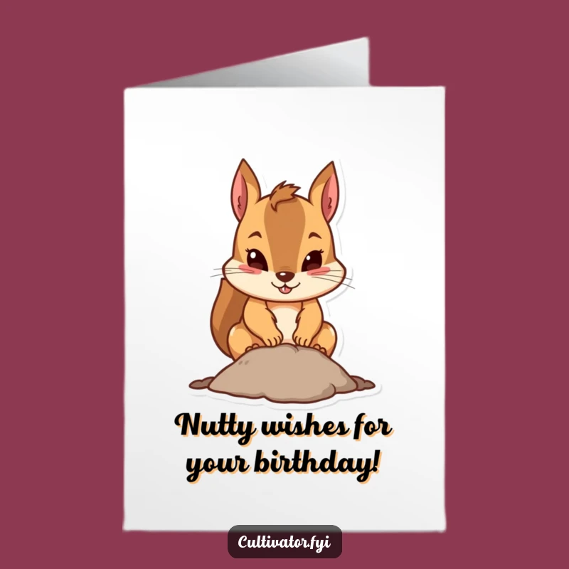 Free Printable Birthday Card: Funny Squirrel Digging, Hilarious Downloadable Gift for Him or Her