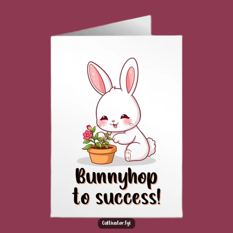 Free Printable Congrats Card: Bunny Gardener Celebrating New Growth