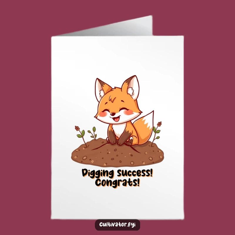 Free Printable Congrats Card: Funny Fox Digging - Hilarious Downloadable Gift!