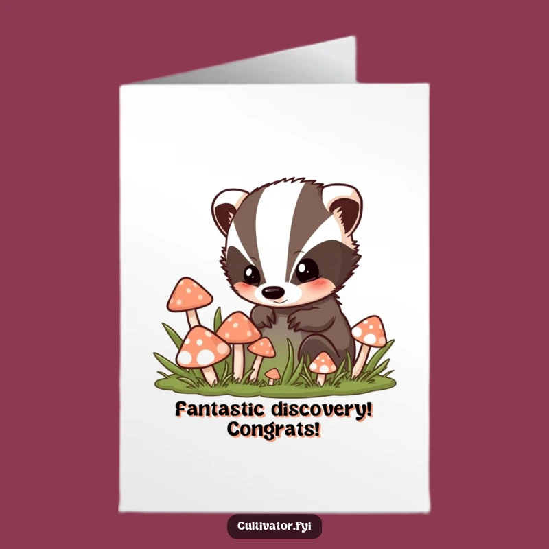 Free Printable Congrats Card: Badger Mushroom Discovery Downloadable Gift