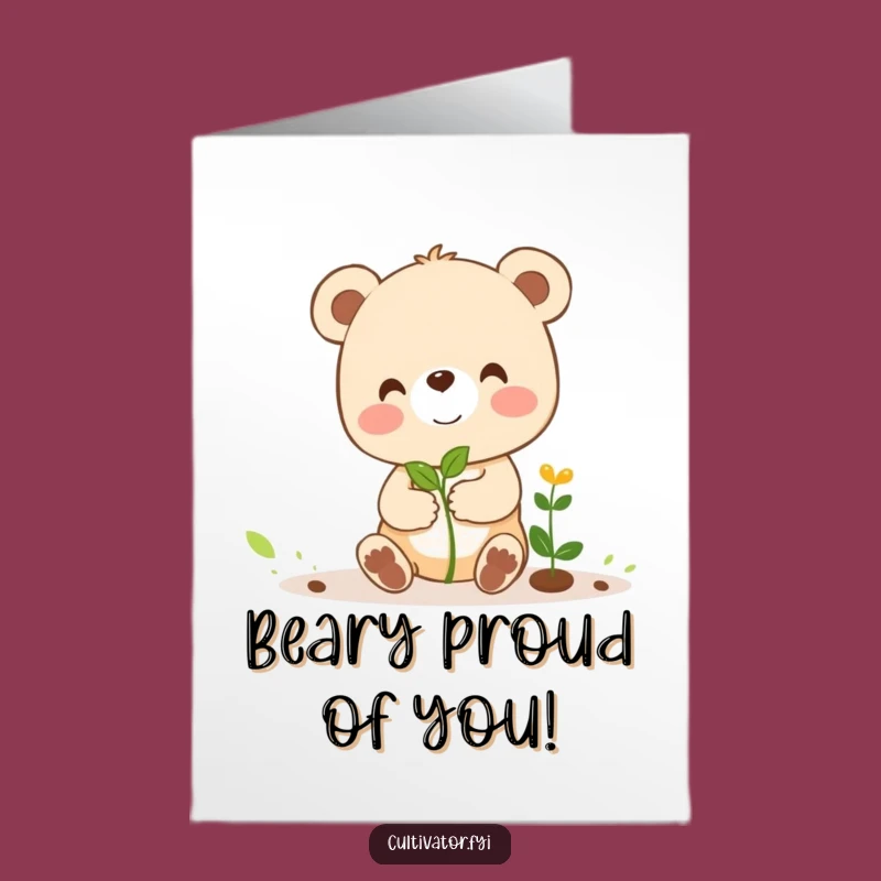 Free Printable Congrats Card: Bear Cub & Sprout, Humorous DIY Downloadable Gift