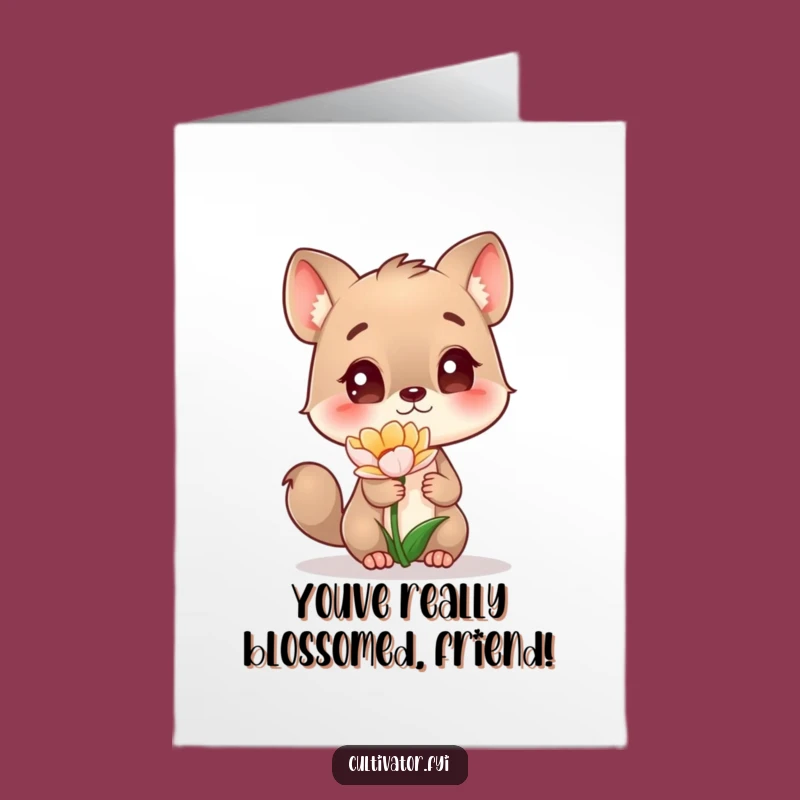 Free Printable Congrats Card: Curious Animal's Flower Fascination Funny Downloadable Gift