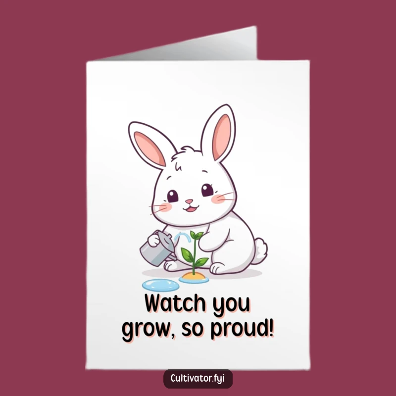 Free Printable Congrats Card: Gardener Rabbit, Funny Downloadable Gift for New Beginnings