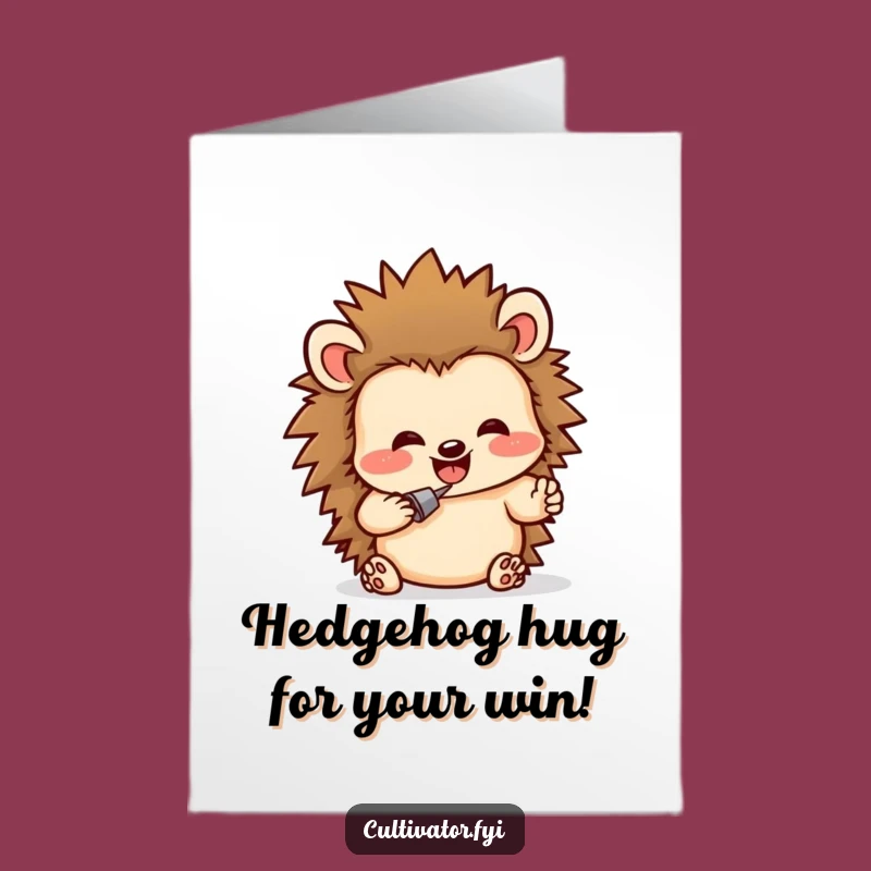 Free Printable Congrats Card: Hedgehog Digging Up Success, Humorous DIY Gift