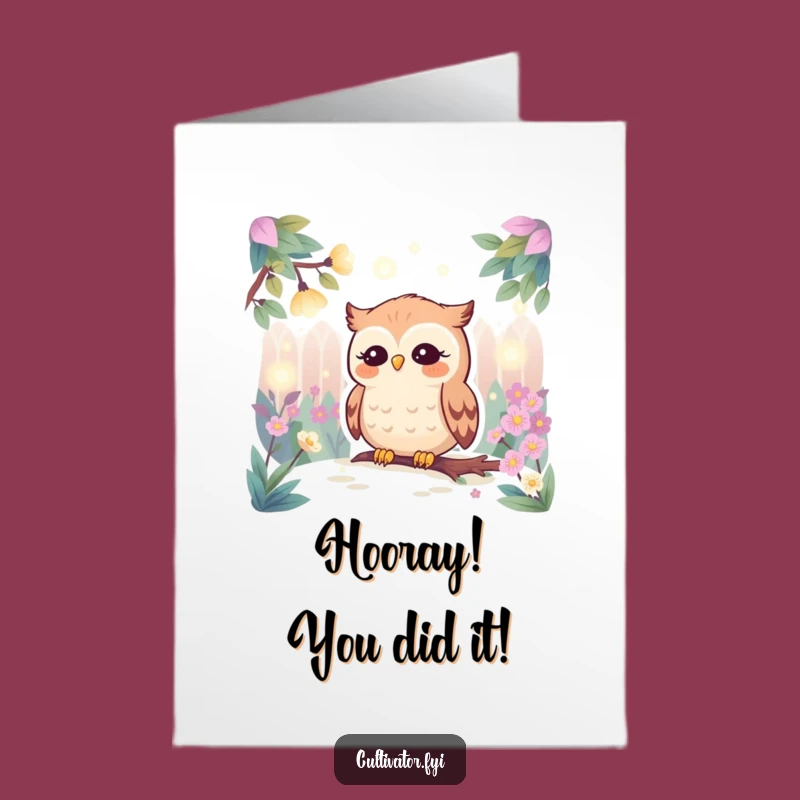 Free Printable Congrats Card: Owl & Firefly Success Glow Downloadable Gift