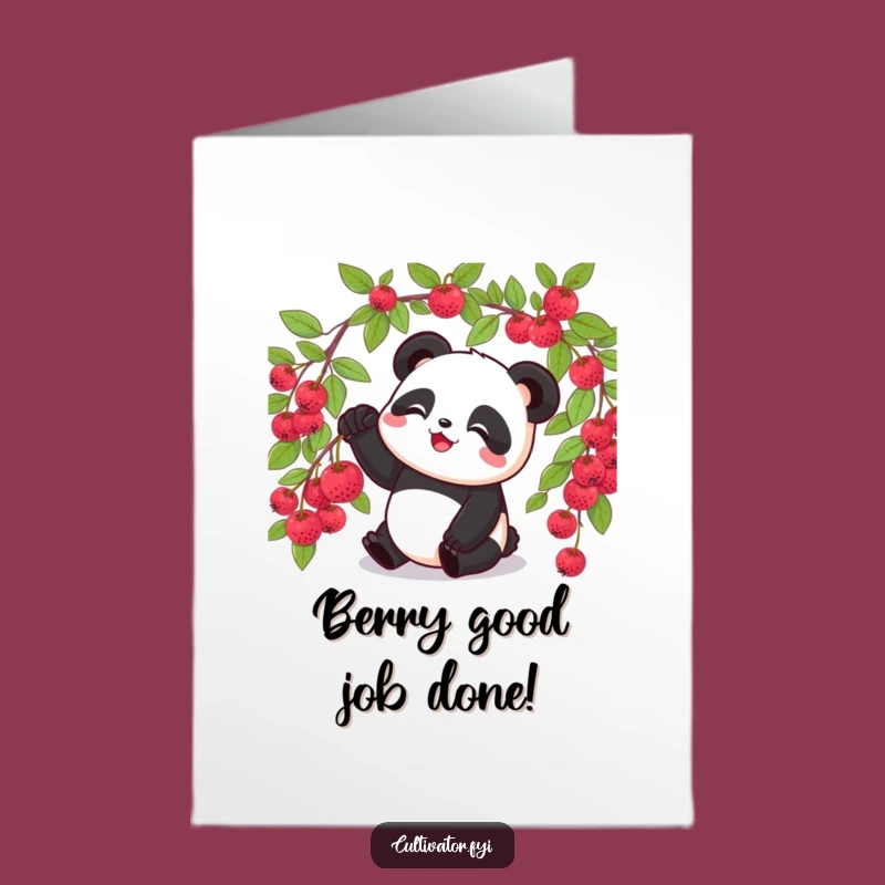 Free Printable Congrats Card: Panda's Berry Bounty for Your Success