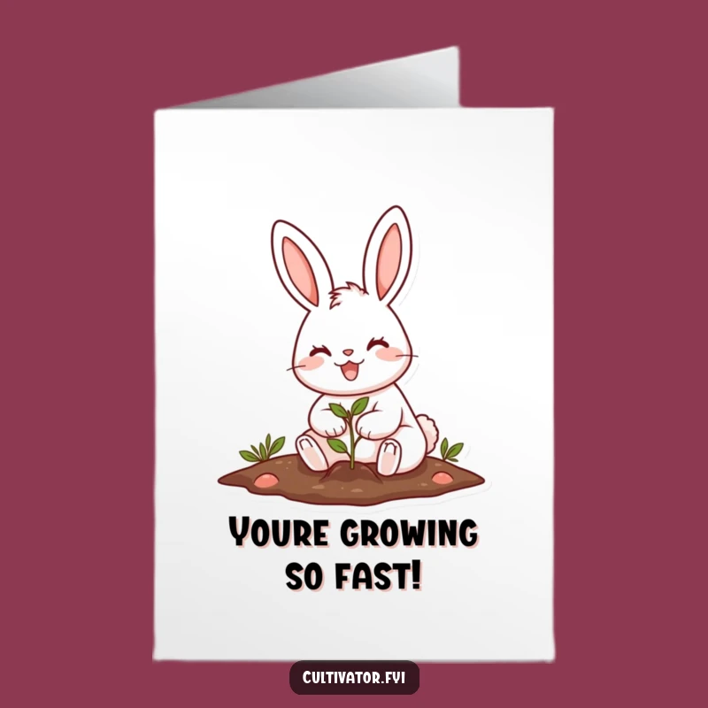 Free Printable Funny Congrats Card: Rabbit Planting Seed - Humorous Downloadable Gift
