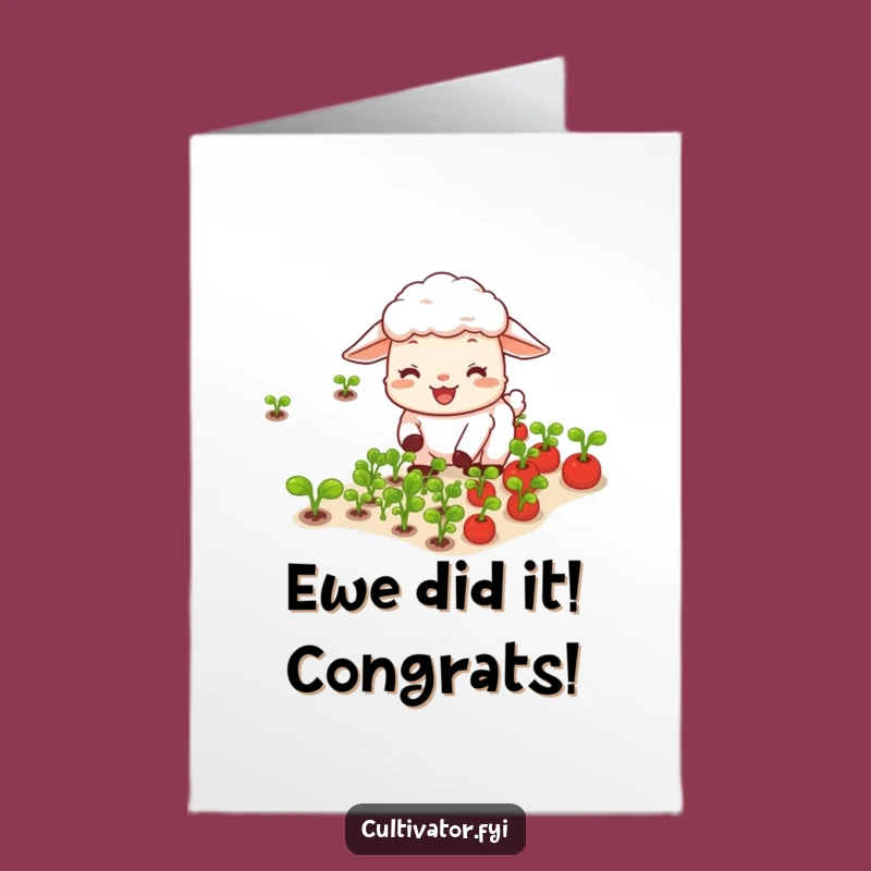 Free Printable Funny Congrats Card: Sheep Gardening - Cheerful Downloadable Gift