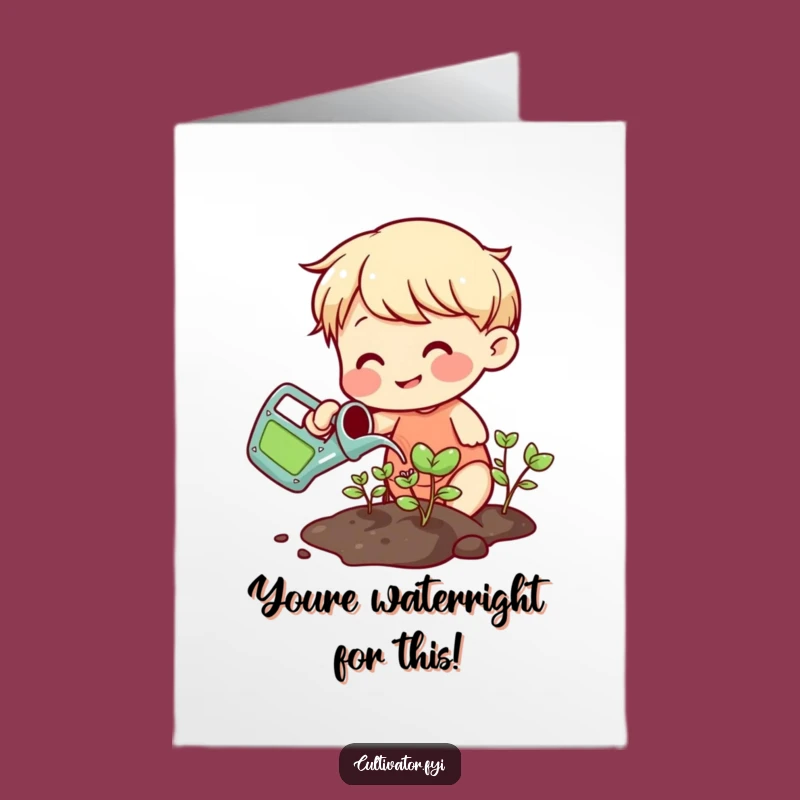 Free Printable Funny Congrats Card: Watering Sprouts - Cheerful Downloadable Gift