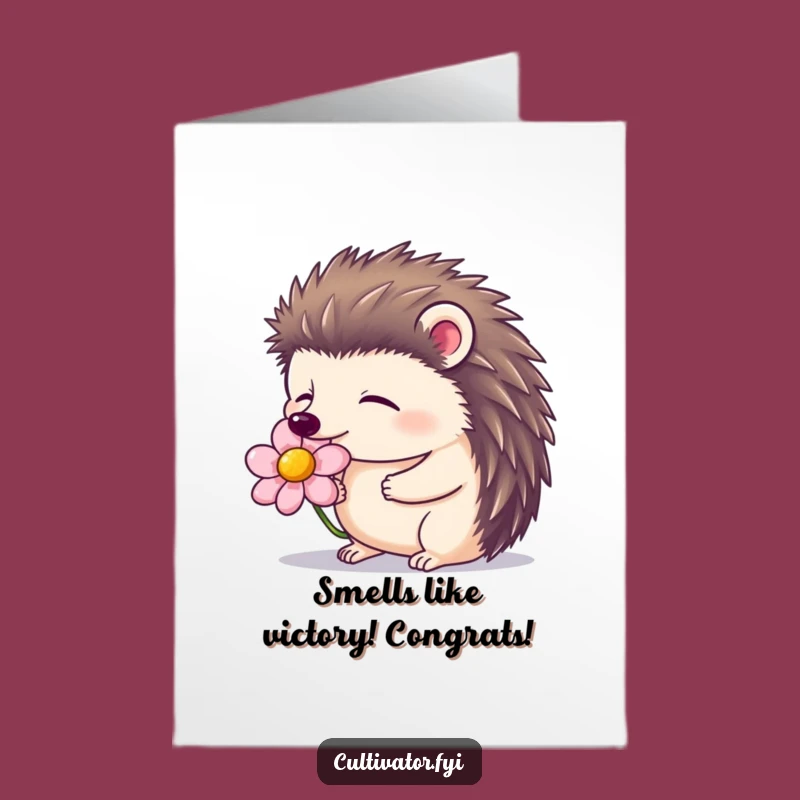 Funny Free Printable Congrats Card: Hedgehog Bloom Moment, Hilarious Downloadable!